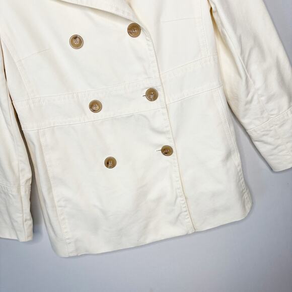 Ann Taylor‎ Pea Coat Size M Soft White Cotton Double Breasted Classic Y2K - Picture 5 of 11